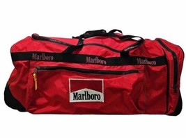 Marlboro Unlimited Large Rolling Duffle Bag Red Black On Wheels Vtg - $34.64