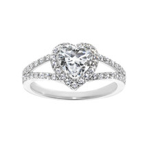 Solid Genuine 14k White Gold 1 3/8ct Heart Fine Cubic Zirconia Engagemen... - $5,958.29 MXN+