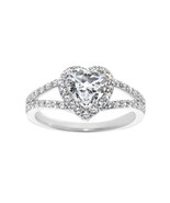 Solid Genuine 14k White Gold 1 3/8ct Heart Fine Cubic Zirconia Engagemen... - $5,989.39 MXN+