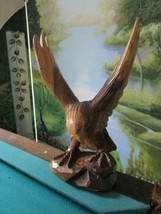 Wood Carving Eagle Sculpture Figurine 13&quot; Original - £105.60 GBP