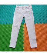 Hudson White Denim Skinny Jeans Girls Size 14 Ripped Adjustable Waist St... - $17.22 CAD
