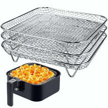 3 Pcs Air Fryer Rack Stackable Square Stainless Steel Racks Dehydrator G... - $27.92