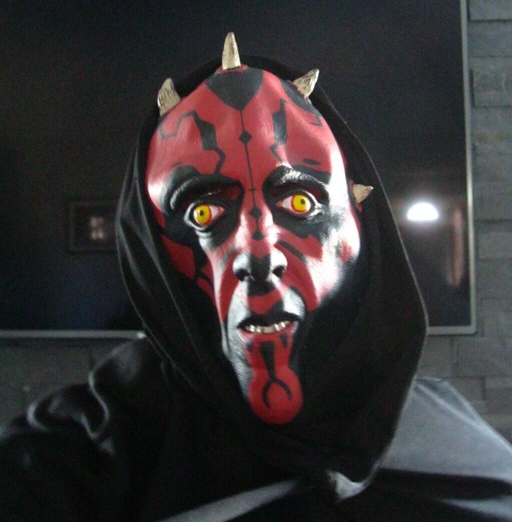 Vintage STAR WARS TPM DARTH MAUL Sith Demon Mask Hood Cape Cloak Robe Costume - £62.53 GBP