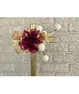 Rustic Fall Cemetery Cross – Handmade Grave Decoration with Autumn Flowers  - $25.00