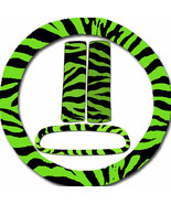 Steering wheel cover, seat belt covers &amp; rear view mirror cover  Green Z... - $25.41 CAD