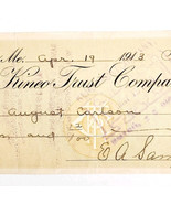 1913 Kineo Trust Company Bank Check E.A. Sampson Dover Maine Signed 4056... - $27.22 CAD