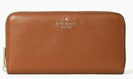 Kate Spade Leila Large Continental Wallet Brown Leather ZipAround WLR00392 FS - £72.32 GBP