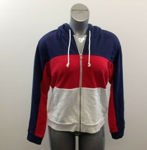 Levi’s Spellout Hoodie Women’s Red Blue Full Zip Jacket Size Medium Cott... - $10.84 CAD