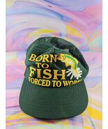 Born to Fish Forced to Work Green Mesh Trucker Hat, Vintage Fishing Meme... - $463.85 MXN