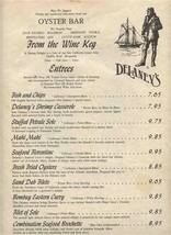 Delaney&#39;s Sea Food Restaurant Menu Newport Beach Laguna Hills Anaheim 1977 - £30.07 GBP