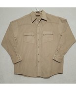 7 DIAMONDS Mens Western Shirt Sz M Khaki Contrast Stitch Polyester Long ... - £50.96 GBP