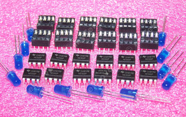 12x NE555 NE555P TI Precision Timer &amp; 12x IC Socket &amp; 12x LED Pack BLUE 5mm -USA - £6.10 GBP