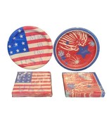 Set of 4 Variety Pack of 4th of July Colors of Freedom Paper Plates &amp; Na... - £15.63 GBP