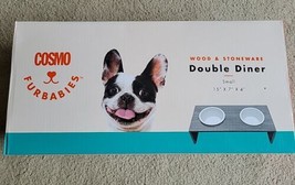 Cosmo Furbabies Double Dog &amp; Cat Diner Small 15&quot; x 7&quot; x 4&quot; - £28.67 GBP