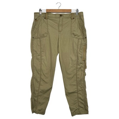 Marrakech Anthropologie Pants Womens 14 Brown Tan Cargo Casual Cropped C... - $25.73