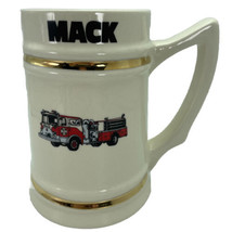 Vintage Mack Truck Fire Engine Beer Stein Cream w/ Gold Trim Ceramic Made in USA - £15.19 GBP