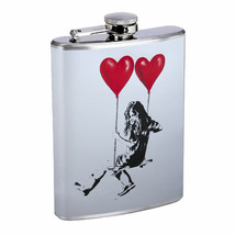 Heart Swing Girl Em1 Flask 8oz Stainless Steel Hip Drinking Whiskey - £11.72 GBP