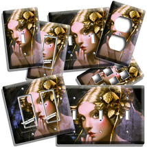 YOUNG VICTORIAN GIRL GOLDEN ROSES LIGHT SWITCH OUTLET WALL PLATE LADY RO... - £14.14 GBP+