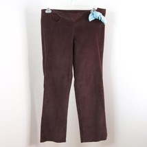 New Persaman Women&#39;s 10 Brown Corduroy Retro Flower Side Zip Straight Pants - £19.61 GBP