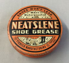 Vintage Neatslene Shoe Grease Tin Advertising Collectible Shoe Store - £7.07 GBP