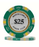 100 Da Vinci Premium 14 gr Clay Monte Carlo Poker Chips, Green $25 Denom... - £28.66 GBP