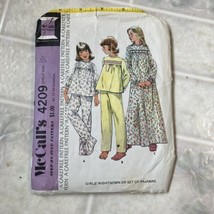 Vintage 1974 McCall’s Girls Nightgown Pajamas Sewing Pattern 4209 Size 1... - $15.88