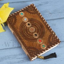 Handmade Leather Journal Seven Stone Chakra Dairy Notebook 10 x 1.5 x 7 inch - £31.74 GBP