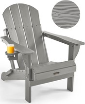 Ciokea Folding Adirondack Chair With Wood Texture, Weather Resistant Patio - £133.61 GBP