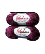 Mary Maxim Fabulous Metallic yarns 2 Plum 834-206 skeins 100 Grams Dye Lot - $11.40
