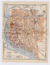 1926 Original Vintage City Map Of Vichy / Auvergne / France - $27.31