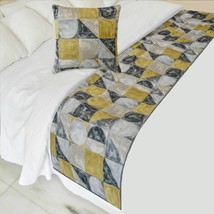 Chartreuse Symmetry - Cotton Chartreuse &amp; Gray Decorative Bed Runner and... - $74.68+