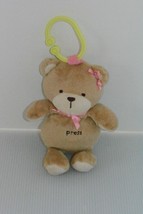 Carter&#39;s Child of Mine Plush Girl Bear Pink Bows Lovey Clip Hang Baby Crib Toy - £9.94 GBP
