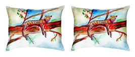 Pair of Betsy Drake Leopard No Cord Pillows 16 Inch X 20 Inch - £63.30 GBP