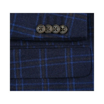 Men's Soft Wool Cashmere Sport Coat English Plaid Window Pane 556-11 Navy Renoir image 4
