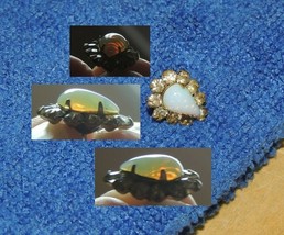 Antique Brooch poss Fire Opal Victorian/ Deco rhinestone screw back Pin/... - $419.21 MXN