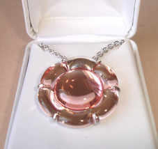 Baccarat B Flower Pendant Necklace Small Pink Mirror Crystal Sterling Ne... - $168.90