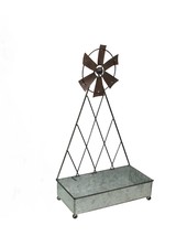 Scratch &amp; Dent Galvanized Metal Windmill Basket Rustic Farmhouse Decor - £27.53 GBP