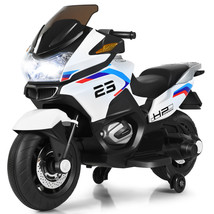 12V Kids Ride On Motorcycle Electric Motor Bike W/ Training Wheels &amp; Light White - £214.12 GBP