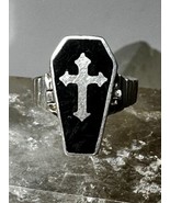 Poison ring coffin cross Gothic Halloween size 6.50 sterling silver women - £91.66 GBP