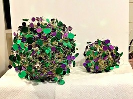 2 Pc Mardi Gras Ornament Green Sequins Ball Set - $18.99