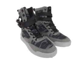 American Exchange Men&#39;s Ivan Hi Top Sneaker Boot Camo Gray Black Size 10M - £37.52 GBP