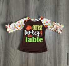 NEW Boutique Girls Cutest Turkey Thanksgiving Ruffle Sleeve Shirt - £5.09 GBP