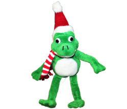 12&quot; Christmas Frog Plush Flexible Arms Legs Stuffed Animal Santa Hat Shelf Sit - £7.39 GBP