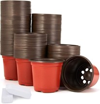 Jeria 200-Pack 4 Inch Plastic Nursery Pots Come With 200 Pcs Labels, Seedling - $33.93