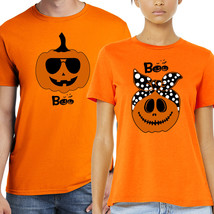 Nwt Halloween Pumpkin Cute Love Couple Matching Crew Neck Short Sleeve T-SHIRT - £9.35 GBP