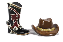 Sonoma LIFE + Style Happy Trails Western Cowboy Boot &amp; Hat Salt &amp; Pepper Set - £12.69 GBP