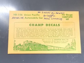 Vintage Champ Decals No. HB-156 Union Pacific Automobile Car HO Set - £11.75 GBP