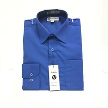 Valerio Men&#39;s Royal Blue Dress Shirt Long Sleeve Convertible Cuff Pocket 14.5-22 - £23.96 GBP