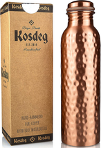 Copper Water Bottle - 34 Oz Extra Large - A Hammered Ayurvedic - £44.13 GBP