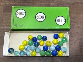 Vintage Box Of Chinese Checkers Marbles Made In Japan! 31 PeeWee Marbles... - $20.00